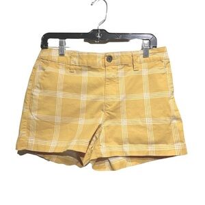 A new day.Plaid Chino Mustard Yellow Short  Size 6 Khaki Shorts. W/ Pockets